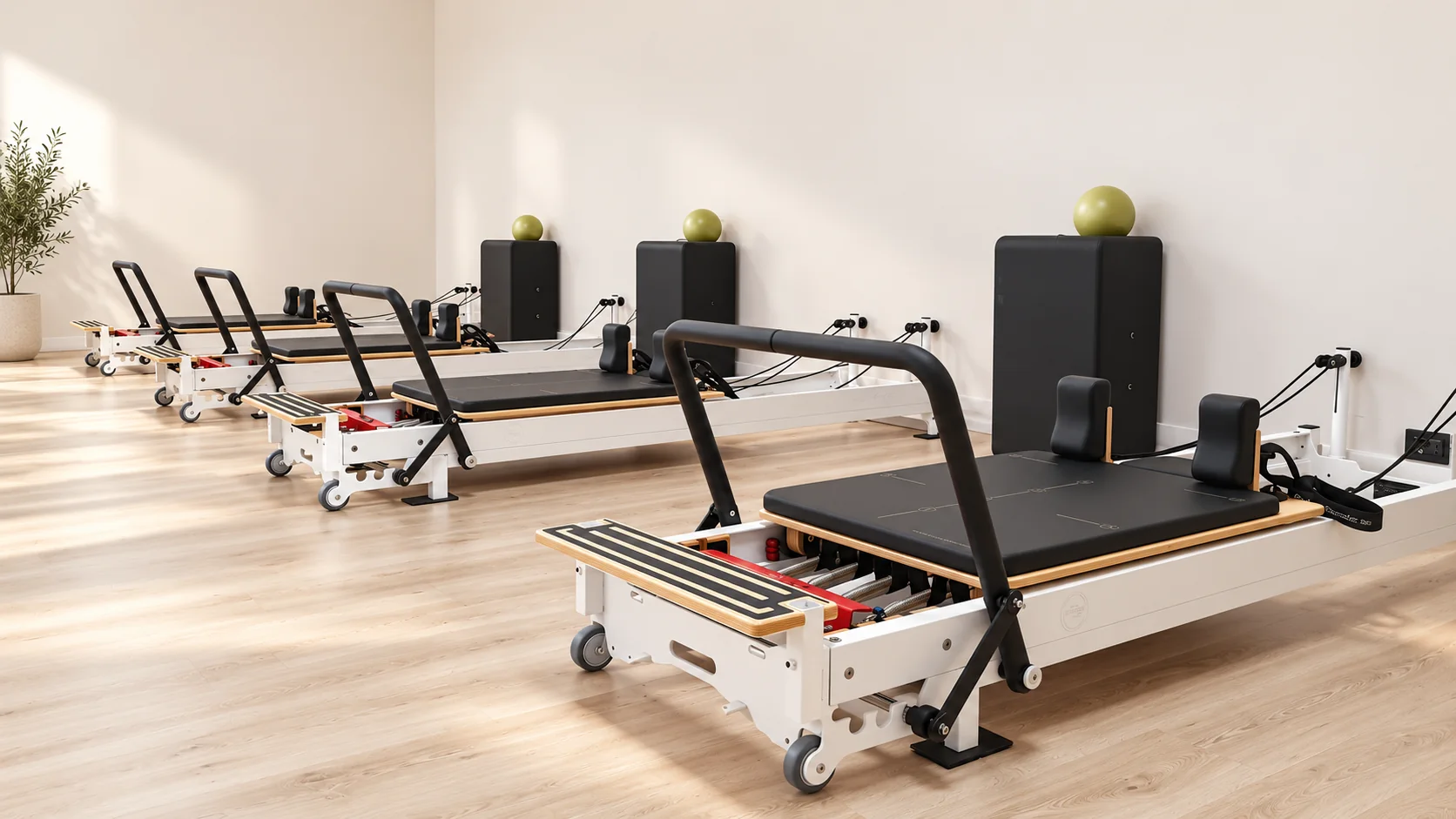Studio Pilates Reformer Brescia con Reformer in fila